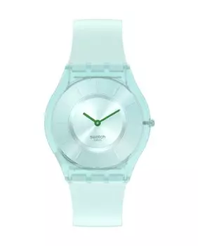 Симпатичные мятные часы с зеленым силиконовым ремешком Swatch, зеленый