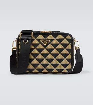 Символичная жаккардовая сумка кросс-боди Prada, Nero+Corda