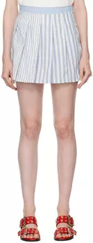 Сине-белая плиссированная мини-юбка GANNI