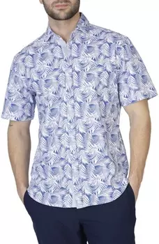 Сине-белая рубашка тропического трикотажа с короткими рукавами для отдыха TailorByrd
