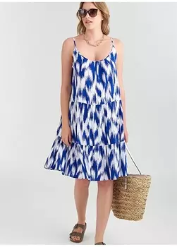 Сине-белое женское пляжное платье выше колена Marks & Spencer