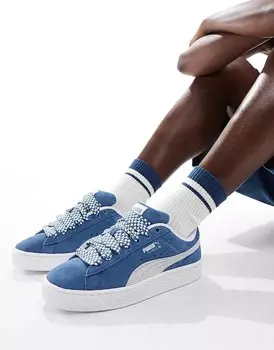 Сине-белые кроссовки PUMA Suede XL с кружевом