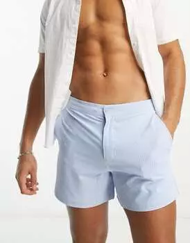 Сине-белые шорты для плавания из жатого хлопка с полосками Abercrombie & Fitch размером 5 дюймов