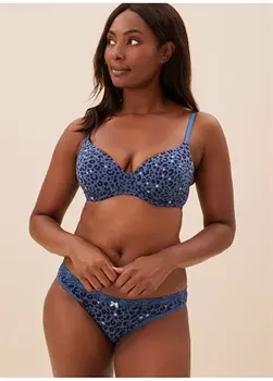 Сине-белый бюстгальтер на косточках Marks & Spencer