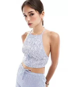 Сине-белый полосатый топ с присборенной бретелькой Wednesday's Girl