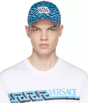 Сине-черная фирменная кепка Versace