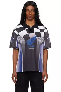 Сине-черная шахматная гоночная рубашка-поло Andersson Bell