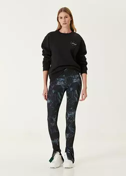 Сине-черные колготки с разрезом и логотипом Off-White