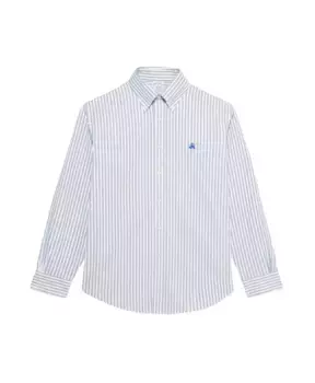 Сине повседневная рубашка из эластичного хлопка стандартного кроя без глажки с воротником на пуговицах Brooks Brothers, синий