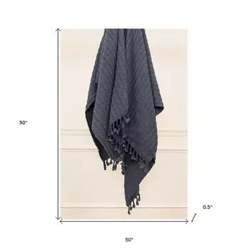 Сине-серое вязаное одеяло из 100% хлопка Homezia, цвет Multicolored