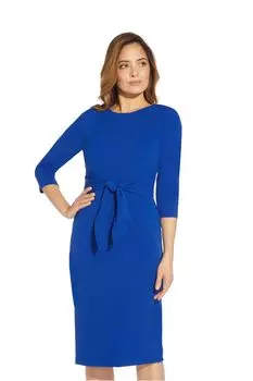 Синее элегантное креповое платье с завязками Adrianna Papell, синий