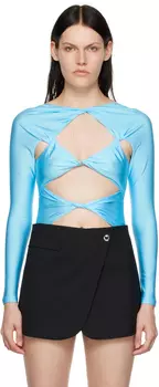 Синее боди с вырезом Coperni