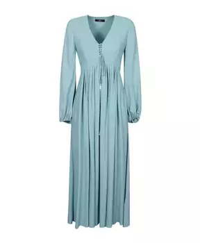 Синее длинное платье из ацетата и шелка Max Mara Weekend, синий