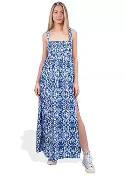 Синее длинное женское платье с воротником-сердечком W8011623A Superdry, синий