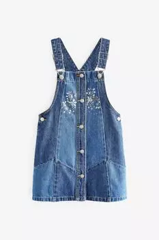 Синее джинсовое платье на подтяжках с драгоценностями Monsoon, синий