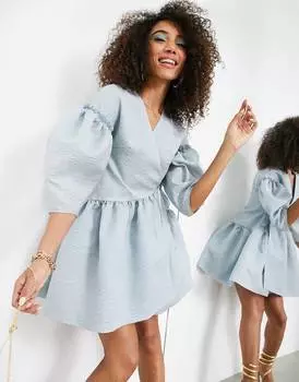 Синее фактурное платье мини ASOS EDITION