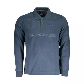 Синее хлопковое мужское поло La Martina