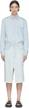 Синее хлопковое платье средней длины Stella McCartney