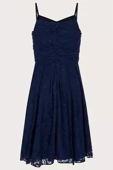 Синее короткое бальное платье Maya с кружевом на бретелях Monsoon, синий