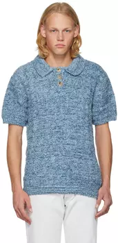 Синее лохматое поло Maison Margiela