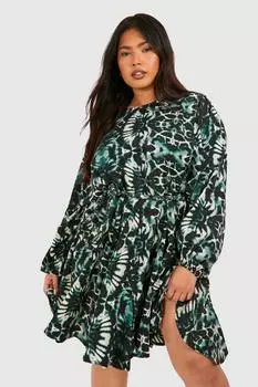 Синее мини-платье Plus с принтом в виде годе boohoo, синий
