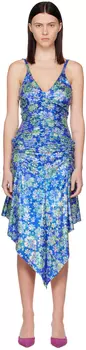 Синее мини-платье с цветочным принтом Abra