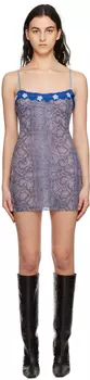 Синее мини-платье с принтом Danielle Guizio
