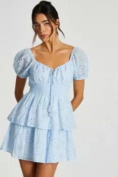 Синее многоярусное мини-платье для фигуристки QUIZ Clothing