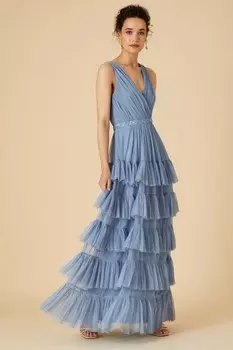 Синее многослойное платье макси Tilly Monsoon, синий