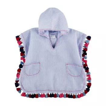 Синее накидка с кисточками из жатого хлопка для девочек Mudpie, синий