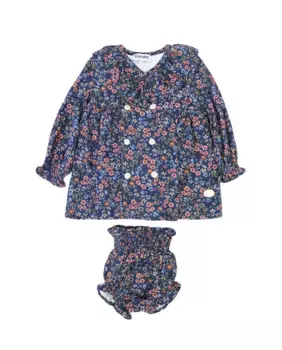 Синее платье-двойка с цветочным принтом и брюки-кюлоты Charanga