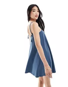 Синее платье-комбинация мини-трапеции ASOS DESIGN