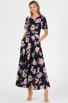 Синее платье макси Hailey из джерси с расклешенными рукавами Jolie Moi, синий