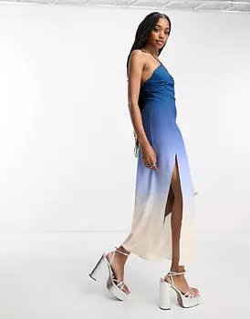 Синее платье макси на одной бретельке ASOS DESIGN Tall