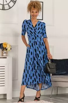 Синее платье макси Quanna из джерси с принтом Jolie Moi, синий