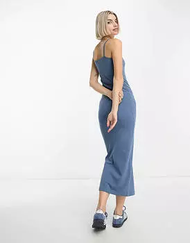 Синее платье макси с квадратным вырезом COLLUSION