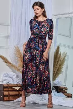 Синее платье-макси с рукавами 3/4 и принтом Jolie Moi, синий