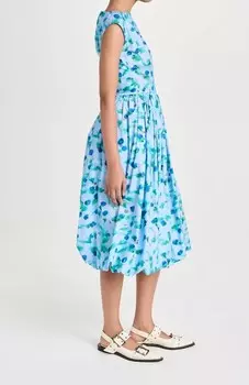 Синее платье-миди без рукавов с принтом Reverie Marni