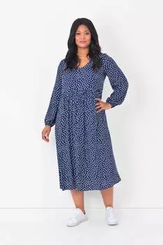 Синее платье миди Curve с V-образным вырезом Live Unlimited, синий