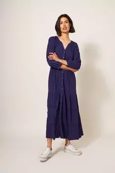 Синее платье миди Hallie из джерси White Stuff, синий