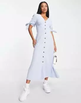 Синее платье миди на пуговицах с пуговицами Nothing's Child Petite Alexis Nobody's Child