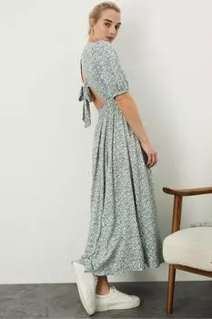 Синее платье миди с мелким принтом Monsoon, синий