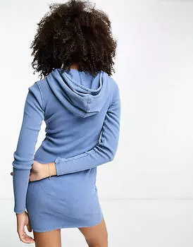 Синее платье мини с худи и молнией ASOS DESIGN
