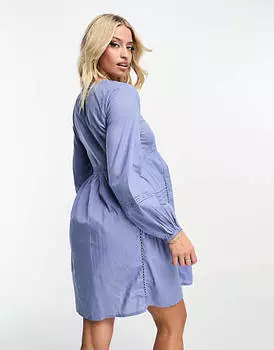 Синее платье мини с кружевной вставкой ASOS DESIGN Maternity