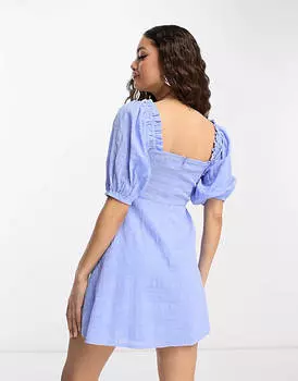 Синее платье мини в клетку с узлом спереди ASOS DESIGN Petite