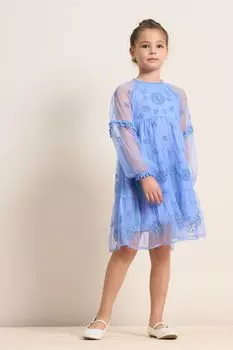 Синее платье в стиле бохо с вышивкой Angel & Rocket, синий