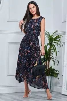 Синее плиссированное платье из фактурного шифона Jolie Moi, синий