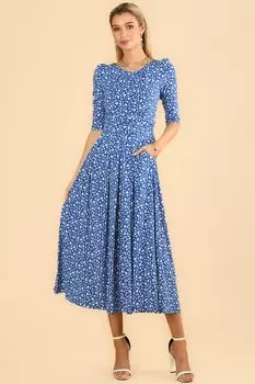 Синее плиссированное платье макси Kimber из джерси Jolie Moi, синий