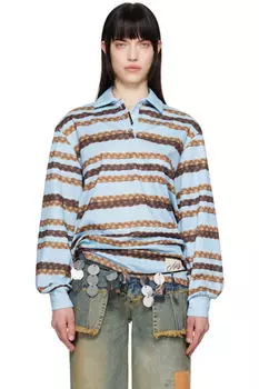 Синее поло с косичками и полосками Andersson Bell