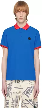 Синее поло с нашивками Moncler